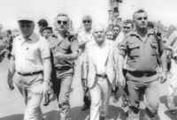 PM Itzhak Shamir visiting the Gaza Strip.