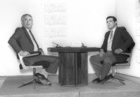 Foreign Minister Shimon Peres being intervied by Dan Margalit for the News Evening show.