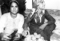 Young Arab girls selling the sweety fruits Sabres.