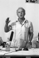 Itzhak Rabin visiting the Moshav Hagor trying to persvade the residents to vote for the Labour Party in the comming State Elections.