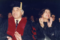 Bulgarian President Zhelev Zhelyu with his wife Maarika Ivanova, receives today the honorary doctorate degree from the Tel Aviv University.