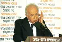 Israel premier Itzhak Rabin made a staunch defence of his government's policies in relation to the Israel-PLO agreement and continuing negotiations.