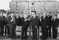 LYITZHAK SHANIR PRESENTS HIS NEW CABINET TO THE PRESIDENT.