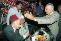 The Moroccan Jews celebrating the Mimuna festival.