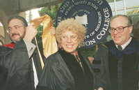 At a ceremony in Jerusalem ordaining new two Reform Rabbis, Shulamit Aloni MK Min. Of Communications, Science and the Arts was awarded an honorary doctorate from the Hebrew Union College-Jewish Institute of religion (HUC-JIR).