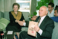 Israel State Controller, Miriam Ben-Porat presented today her book on her check-outs on the government different ministries for the year 1991 to the Knesset Speaker, Dov Shilanski.