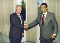 RABIN MEETS EGYPTIAN FOREIGN MINISTER.