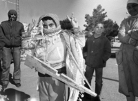 Police on stand by during the Intifada riots in East Jerusalem.