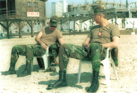 It is not a strange site to see small groups of U,S, servicemen enjoying a well earned break in Tel-Aviv, The servicemen are part of the force sent to Israel to man patriot batteries, All the servicemen are ensured hospitality from Israeli families as well as opportunities to tour the country that they are here to help defend from Iraqi missiles.
