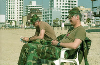 It is not a strange site to see small groups of U,S, servicemen enjoying a well earned break in Tel-Aviv, The servicemen are part of the force sent to Israel to man patriot batteries, All the servicemen are ensured hospitality from Israeli families as well as opportunities to tour the country that they are here to help defend from Iraqi missiles.