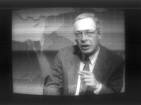 Journalist Ehud Yaari transmitting the news through the Israel television.
