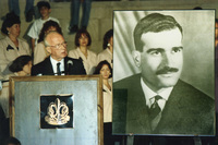 Prime Minister Yitzhak Rabin, speaking on the 30th anniversary of the hanging of spy Elie Cohen, urged Syria to return his body.