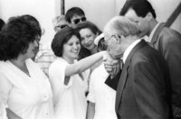After seven months of reconvalencing at the geriatric department at the Tel Aviv Ichilov hospital, former Prime Minister thanks the hospital crew for their devotion.