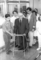 After seven months of reconvalencing at the geriatric department at the Tel Aviv Ichilov hospital, former Prime Minister thanks the hospital crew for their devotion.