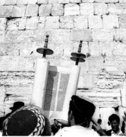 Orthodox Jews praying on 9th of Av at the Western Wall.