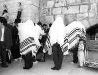 Orthodox Jews praying on 9th of Av at the Western Wall.