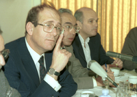 Health Minister Ehud Olmert held a press conference explaining the view of his office on the problems with nurses and service workers.