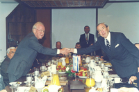 Prime Minister Yitzhak Rabin with US Secretary of State Warren Christopher at Rabin's Tel Aviv offices, March 9 1995, Christopher's visit to the region and attempted shuttle diplomacy between Jerusalem and Damascus was this time accompanied by rumours that some sort of breakthrough had taken place in negotiations between Israel and Syria.
