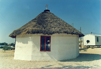 A synagogue built and used by Jewish immigrants from Ethiopia near Rosh Haayin, March 1995, lt is a replica of a synagogue they used to pray in when living in Gondar, Ethiopia.