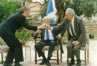 First Jewish USA Ambassador to Israel, Martin Indik presented his credentials to the President of Israel, Ezer Weizman in a ceremony at Beit Hanassi in Jerusalem held on Monday 10/4/95.