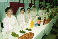 Twenty-eight Russian couples were married in a special ceremony organized by the Habad movement in Kyriat Malachi this evening, The new immigrants, the oldest of whom was sixty, had previously been married in civil ceremonies in Russia before coming on aliyah.