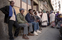 New immigrants from Ethiopia in their immigration centre at Hulda.