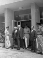 German Cancelor Adenhauer arriving in Israel.