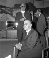 David Ben Gurion leaving Israel to Germany, to participate the burial ceremony for the late German President Konrad Adenhauer.