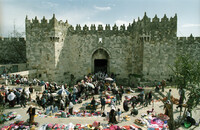 The market at the Nablus Gate in the old City of Jerusalem.