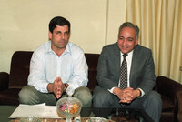 Knesset Member of the Right Wing Tzomet Party Gonen Segev (L) met today with Egyptian Ambassador to Israel Muhamad.