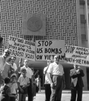 Demonstration in front of the US Embassy in tel Aviv, calling the US Government to stop bombing Vietnam.