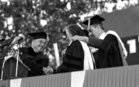PM Golda Meir receiving Honorary Doctorate from the Bar Ilan University.