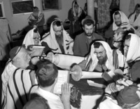 Early morning praeyers at Kiryat Malachi.