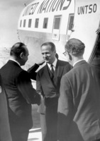 Dr.Gunnar Jarring UN special representative to the Middle East, arrived by UNTSO airplane in Lydda airport today, 14 December 1967.