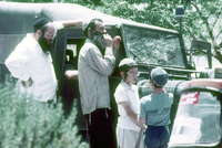 The settlers of Elon More being shocked following the Arab terror attack in which a child Rami Haba was killed.