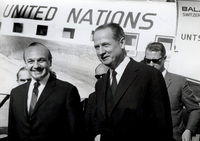 Dr.Gunnar Jarring UN special representative to the Middle East, arrived by UNTSO airplane in Lydda airport today, 14 December 1967.
