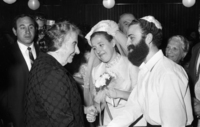 Ruth Alexandrovich and Yeshayahu Averbuch who passed through Soviet prisons before they were allowed to come to Israel were married by Rabbi Yedidia Frenkel at the WIZO house in Tel Aviv PM Golda Meir, Moshe Dayan and many guests participated the Wedding ceremony.