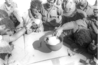 IDF soldiers writing letters to their families in a rest befor advancing inside Egypt.