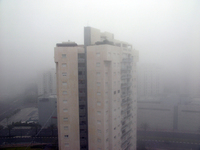 On an early morning a cloud lowered up to the groud covering the sight totaly for over an hour.