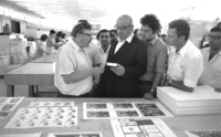 Finance Minister Pinchas Sapir was a guest in the new Jewish settlement of Kiryat Arba, a suburb of the Arab town of Hebron.