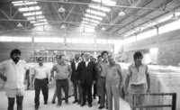 Finance Minister Pinchas Sapir was a guest in the new Jewish settlement of Kiryat Arba, a suburb of the Arab town of Hebron.