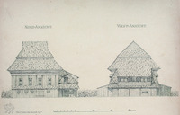 Photograph of: Wooden Synagogue in Khodoriv (Chodorów) - Drawings.
