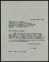 A letter to: Proffessor R. L. Wiegel, College of Engineering, Department of Civil Engineering, University of California, Berkely.