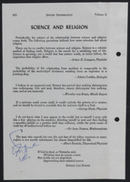 SCIENCE AND RELIGION, Jewish Information.