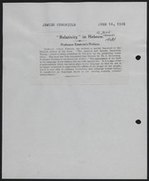 "Relativity" in Hebrew: Professor Einstein Preface, Jewish Chronicle, 18.6.1926.
