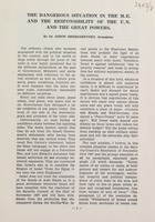 (עלון) The dangerous situation in the M.E. and the responsibility of the U.N. and the great powers (1).