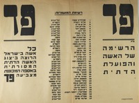 הרשימה של האשה והפועלת הדתית - רשימת מועמדות – הספרייה הלאומית