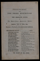 Programme for the Prize Exhibition of the Israelite School.