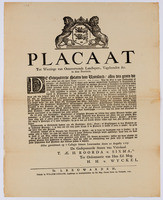 Placaat. Tot Weeringe van Omzwervende Landlopers, Vagebonden &c. in deze Provincie.