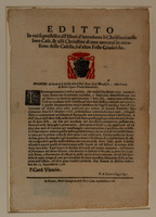 Editto in cui si proibisce all'Ebrei d'introdurre li Christiani nelle loro Case.